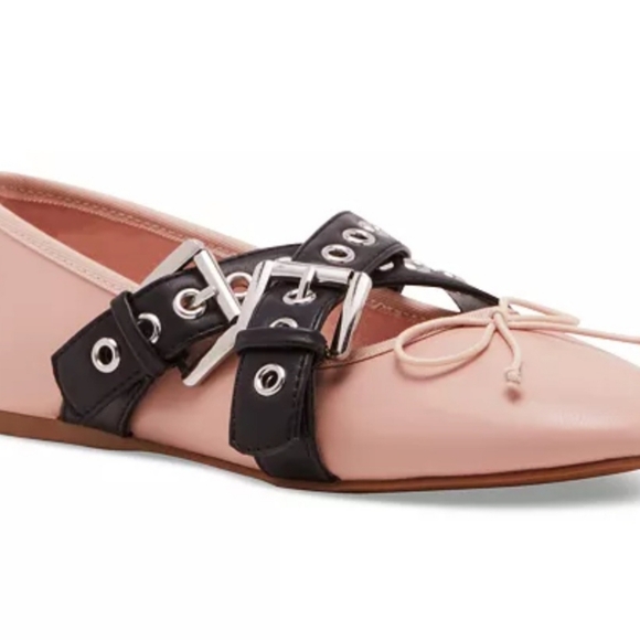 Madden Girl Shoes - Madden Girl Pearll Crossband Ballet Flats pink & black Women's Size 11 NEW